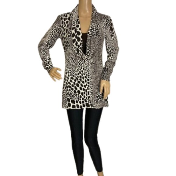 Joseph Ribkoff Animal Print Cowl Neck Tunic Top - Picture 1 of 8